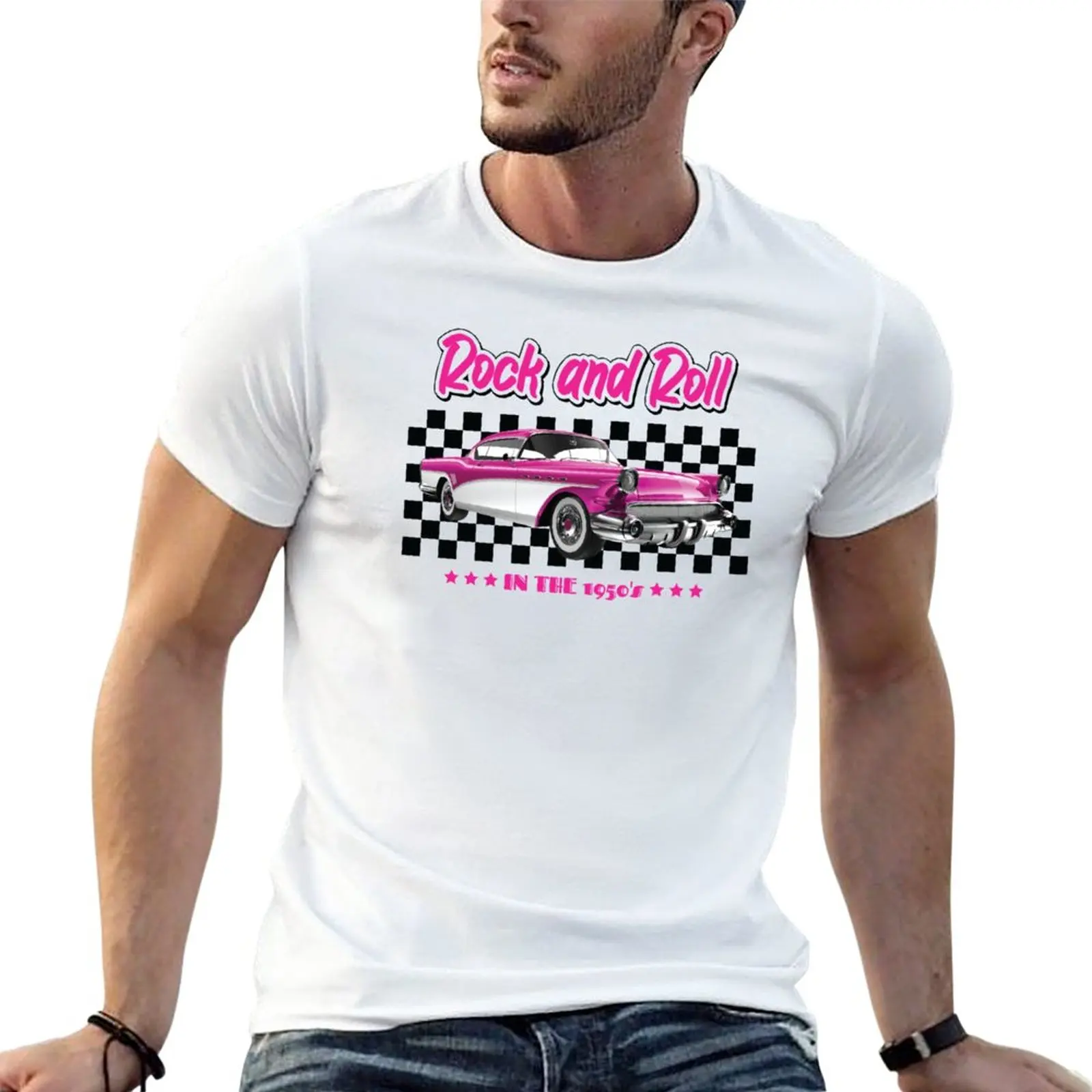 Nuovi Anni '50 Rosa 50 Costume T-Shirt Uomo Vestiti Grafica T-Shirt Uomo Vintage T-Shirt