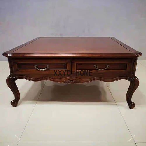 Mesa De Té Madera Nogal Negro, Todos Los Troncos Madera Maciza Con Mesa Cuadrada,