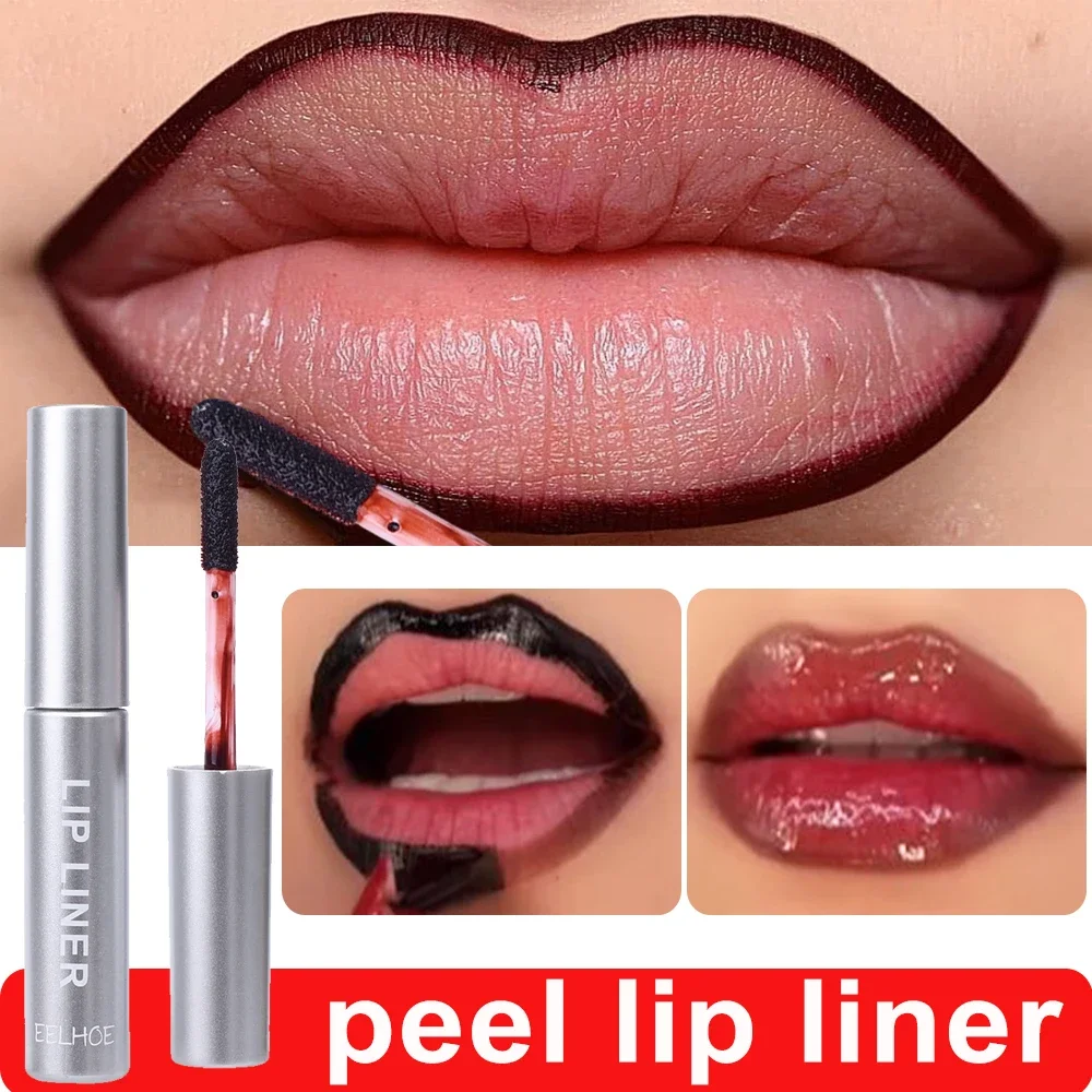 Waterproof Lip Liner Peel Off Tattoo Lipgloss Waterproof Long Lasting Matte Lip Tint Brown Contour Tear-Off Lips Stain Cosmetic