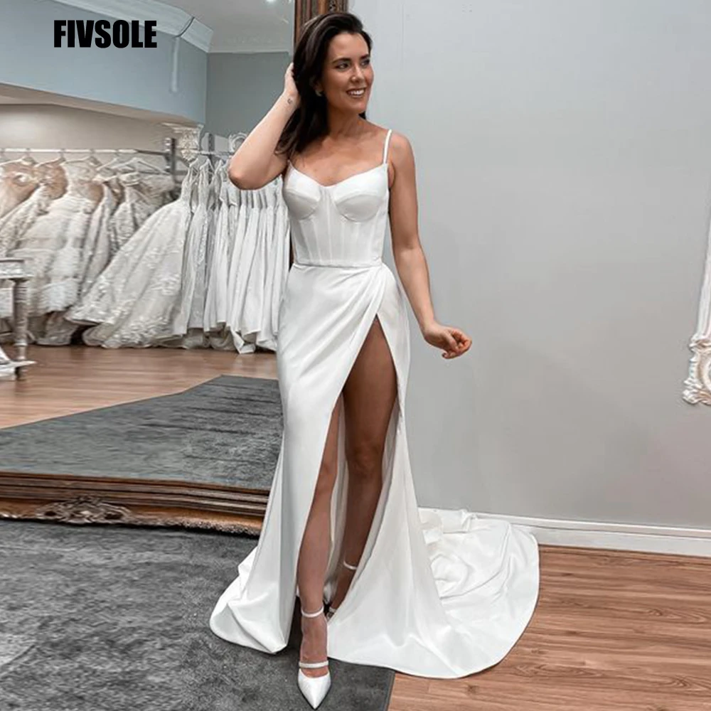 Fivsole Più Nuovi 2022 Abiti Da Sposa A Sirena Senza Spalline Spiaggia Semplice Raso Sposa Abiti Mariage Abiti Da Principessa Abiti Boda