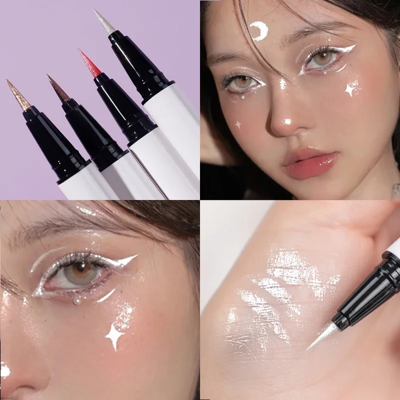 1Pc Liquid Glitter Eyeliner Sdraiato Silkworm Pen Matte Shadow Lasting Waterproof Quick-Dry Glitter Eyeliner Eye Makeup Beauty Tool