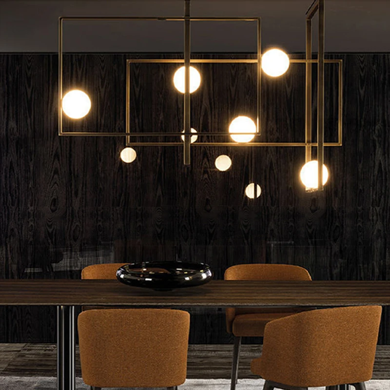 Lampadario Rettangolare Moderno Designer Plafoniera In Vetro Mondrian Per Villa Soggiorno Hotel Shop Led Kitchen Island Chandelier