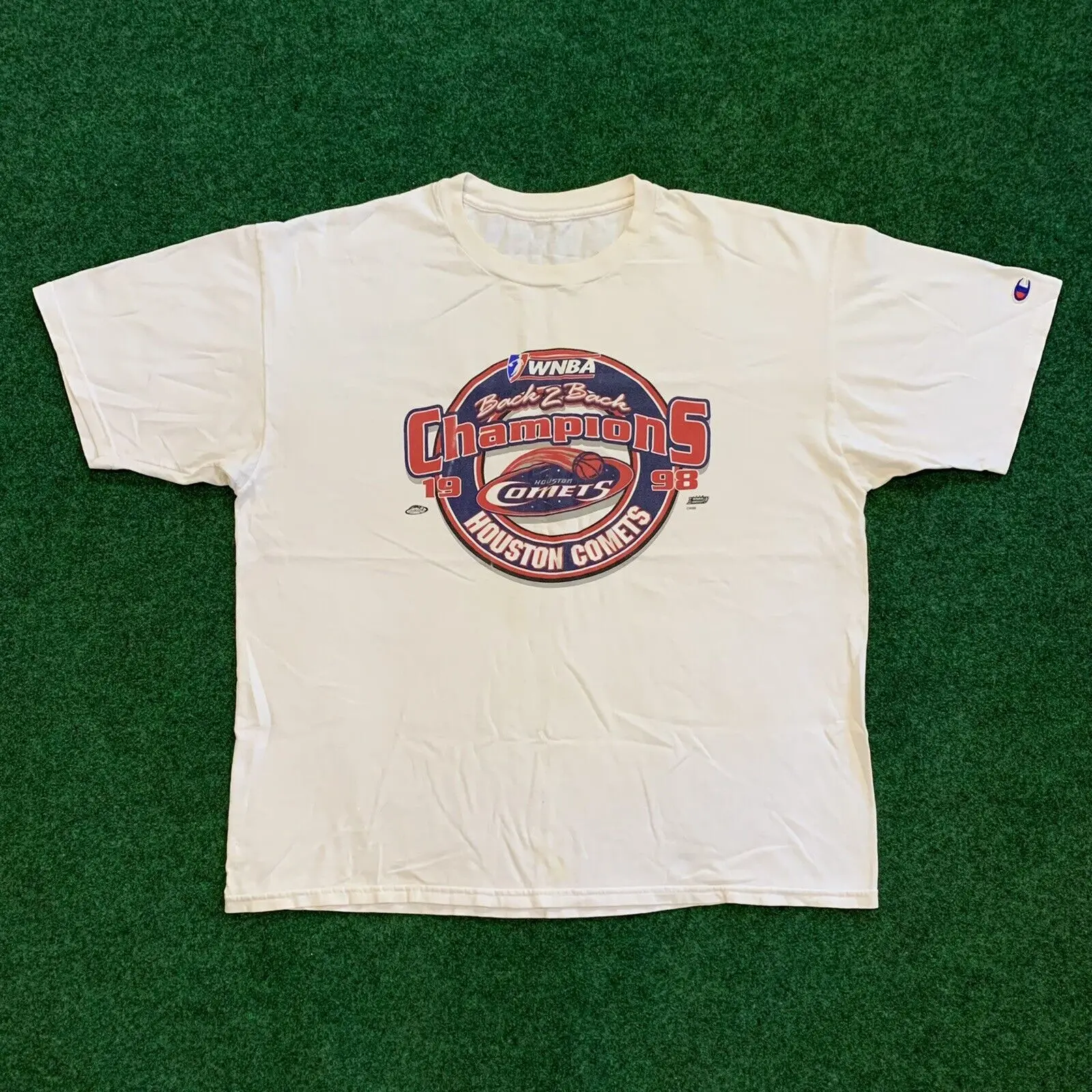 Vintage 1998 Houston Comets Back To Wnba Championship T Shirt Uomo Large Maniche Lunghe O Corte