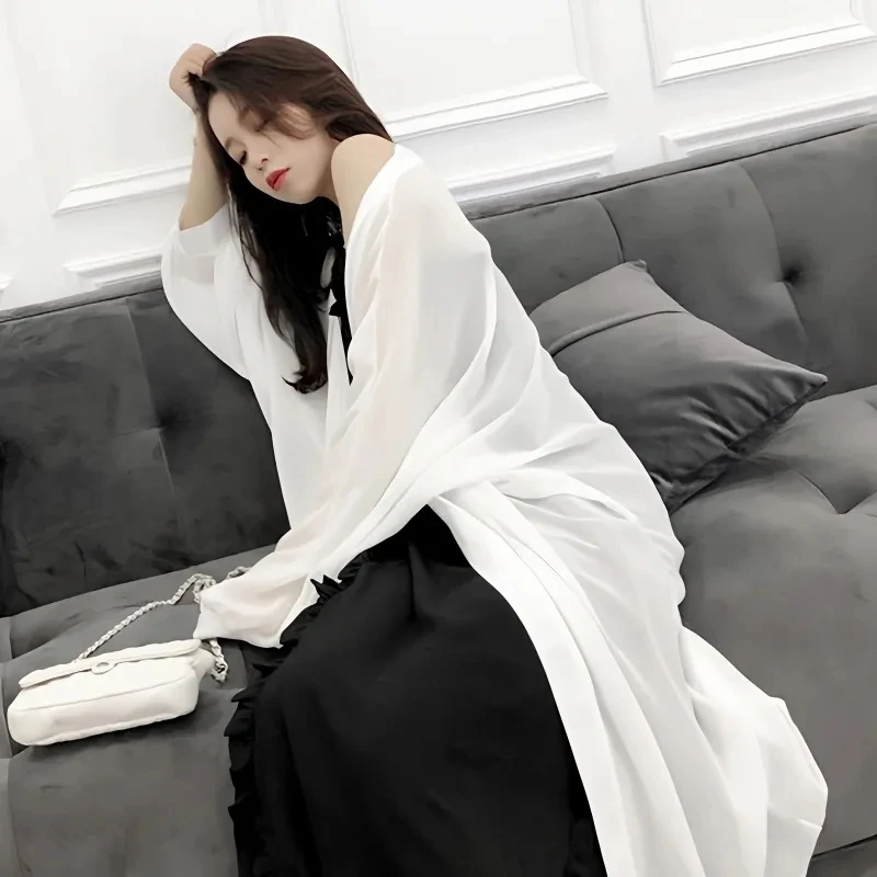 Super Immortal Donne Coreane Versione Di Media Lunghezza Cardigan In Chiffon Protezione Solare Abbigliamento Femminile Ultrasottile Protezione Solare 
