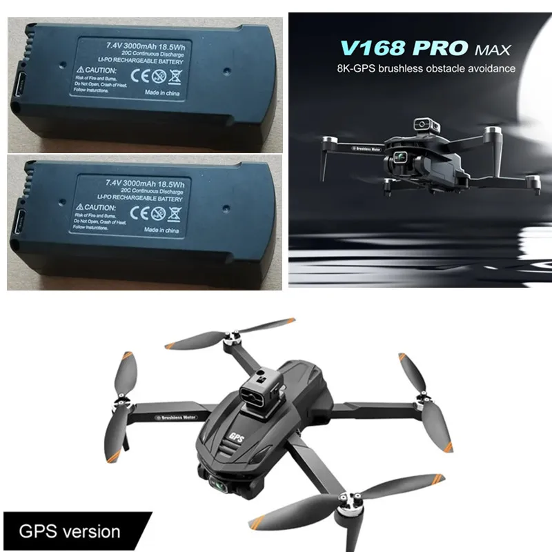 V168 Gps Brushless Rc Drone 7.4V 3000Mah Batteria/Elica V168 Gps Drone Batteria V168 Pro Max Drone Lame Batteria V168 Parti