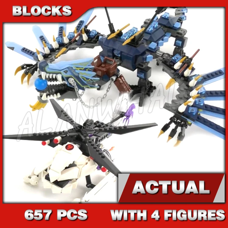 657Pcs Shinobi Bule Lightning Dragon Battle Silver Helicopter Posable Wings 79141 Building Block Toys Compatibile Con Il Modello