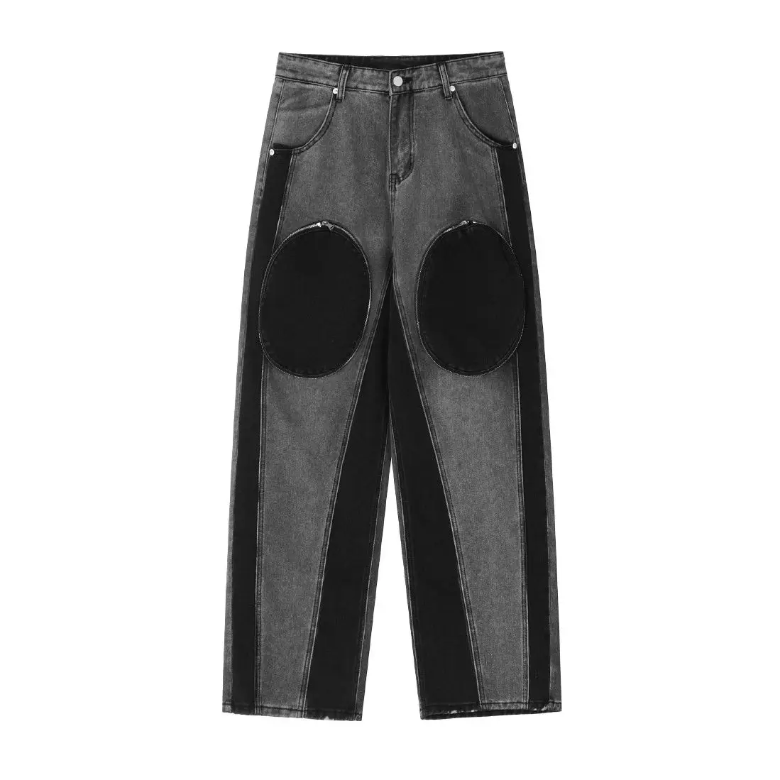 2023 New Y2K High Street Personality Pocket Style Big Pocket Old Jeans Uomo E Donna Pantaloni Larghi Dritti Ins Mopping Pants
