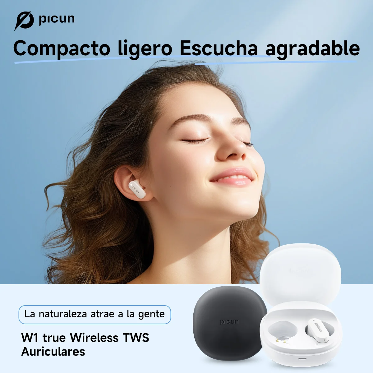 Picun W1 Tws Auricolari Wireless Bluetooth 5.3 Touch Control Auricolari Hifi Mini Cuffie A Stelo Corto Supporto Modalità A Bassa Latenza