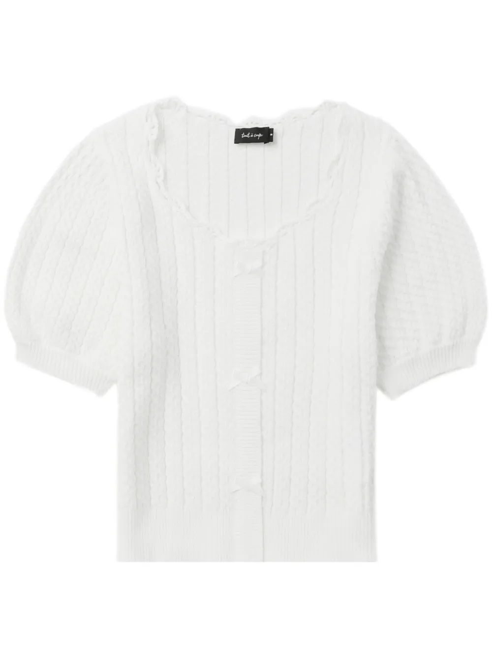 tout a coup cable-knit short-sleeve cardigan - Bianco