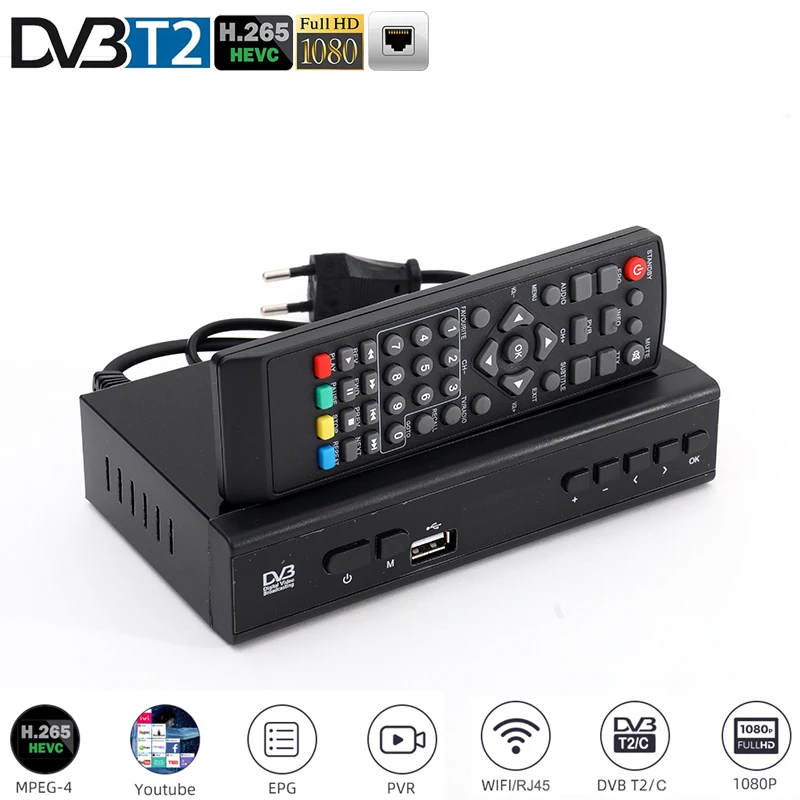 Nuovo Ricevitore Tv Terrestre Hevc 265 Tdt Dvb T2 H.265 Decoder Hd Epg Set Top Box Youtube Lan Scart