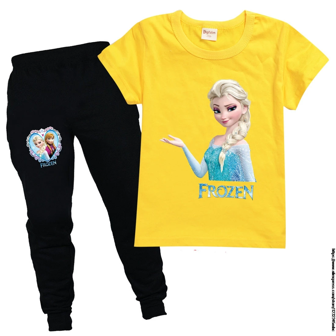 Nuovi Bambini Frozen Elsa Girls T-Shirt + Tailleur Pantalone Camicia Da Ragazza Bretella Hip-Hop Top Girl Clothes Tuta Sportiva Per Bambini 2-16Y