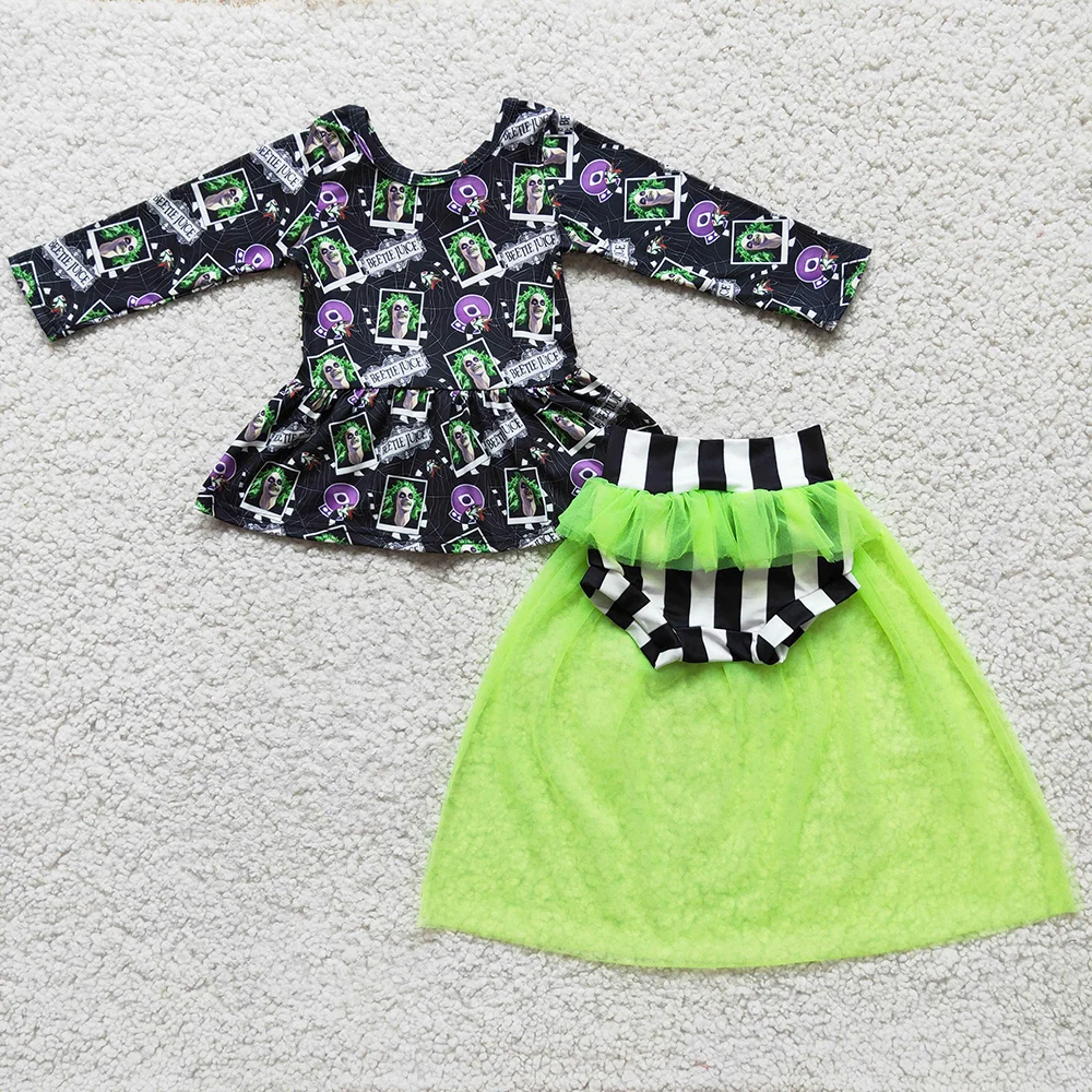 New Fashion Kids Designer Clothes Girls Bum14 Set Halloween Baby Girls Boutique Abbigliamento Bummy Con Filato Autunno Abiti Per Bambini