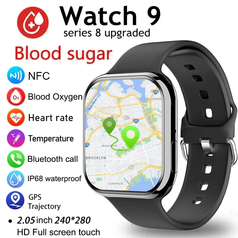 2024 Watch 9 Smartwatch Men Gps Sports Nfc Display Sempre Temperatura Corporea Fitness Women Series 8 Smart Watch Per Apple Android