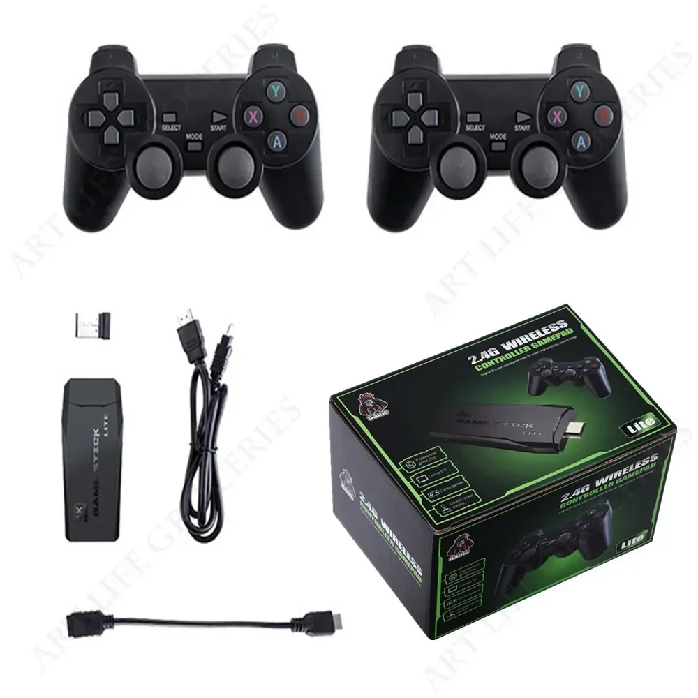 Consola De Videojuegos 2,4G, Mando Inalambrico Doble, 4K, 10000 Juegos, 64 32Gb, Juegos Retro Para Ps1/Gba Boy, Regalo De