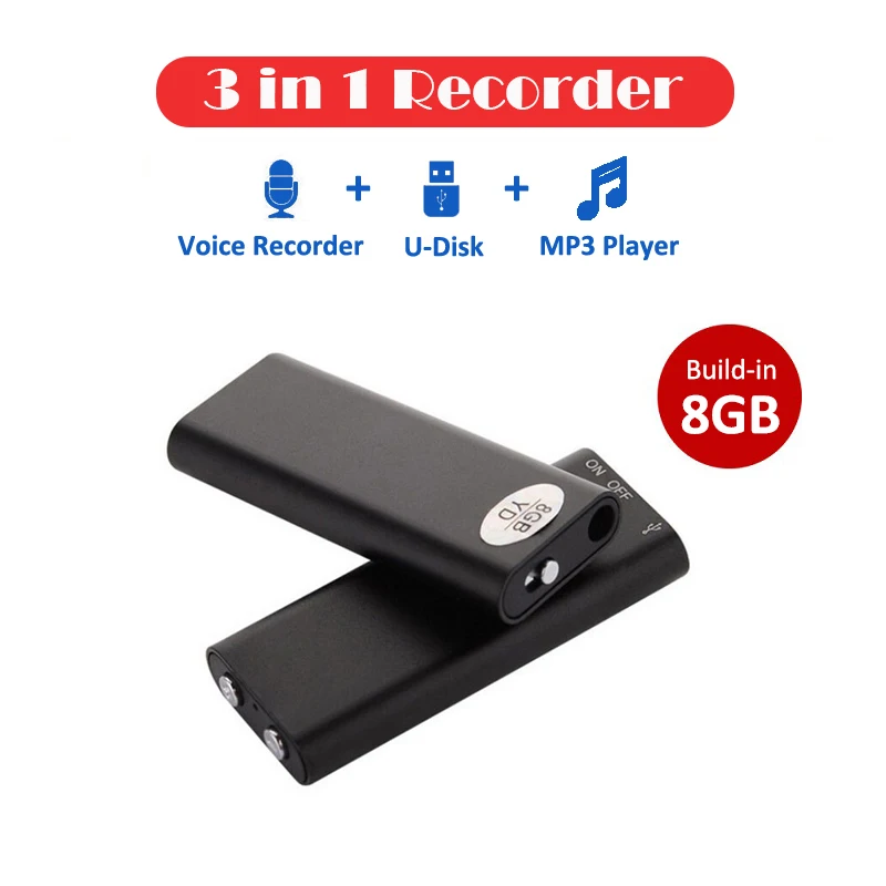 Registratore Audio Vocale 3 In 1 Mini Dittafono Grabadora De Voz Caneta Espia U-Disk Penna Per Registrazione Audio Ad Attivazione Vocale Lettore Mp3