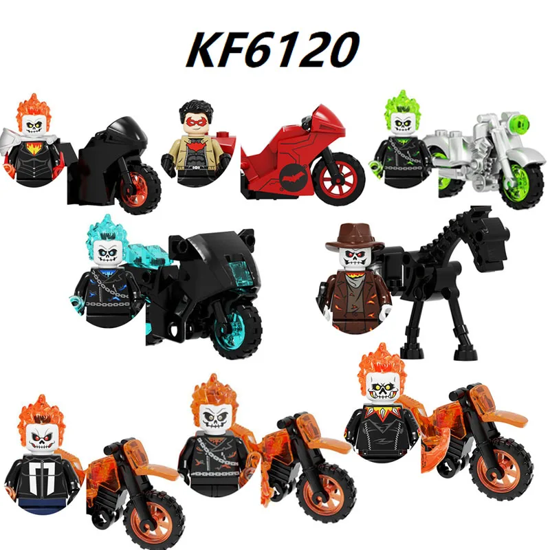 Kf6120 Ghost Rider Movie Series Building Blocks Action Figure Red Hood Model Dolls Puzzle Assembly Toy Bricks Gift All'Ingrosso