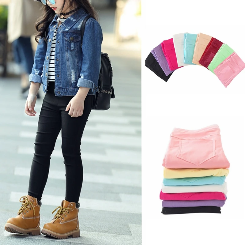 Leggings Da Bambina Pantaloni Elasticizzati Dimagranti Pantaloni Color Caramella Da 3 A 12 Anni