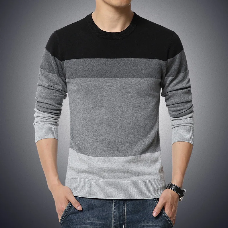 2024 Autunno Casual Maglione Da Uomo O-Collo A Righe Slim Fit Maglieria Uomo Maglioni Pullover Pullover Uomo Pull Homme M-3Xl