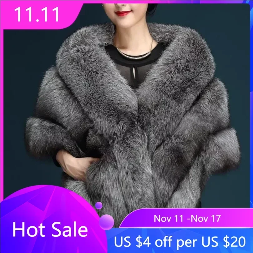 2024 Cappotti Invernali In Pelliccia Sintetica Luxury Foximitation Minkponcho Abito Da Sposa Scialle Mantello Donna Gilet Cappotto Di Pelliccia