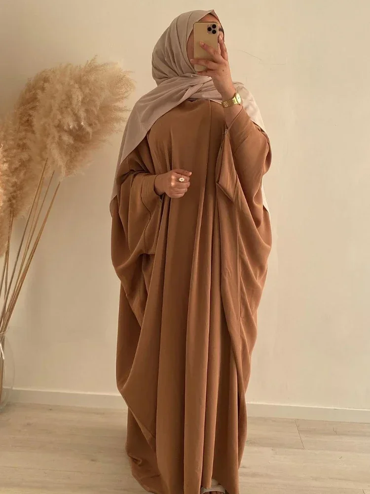 Ramadan One Piece Preghiera Abito Abaya Musulmano Dubai Nida Maniche A Pipistrello Abaya Per Le Donne Caftano Hijab Robe Niqab Islam Vestiti