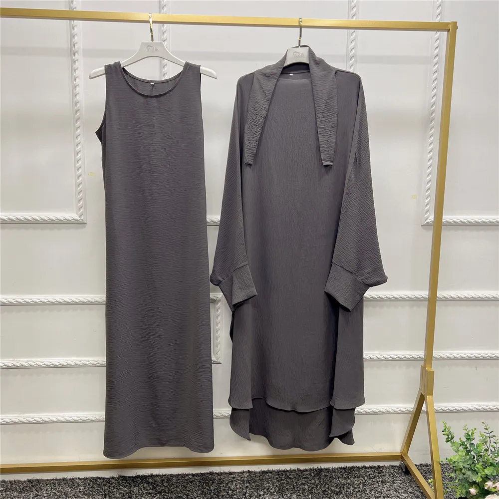 Ramadan Eid Con Cappuccio Khimar Maxi Dress 2 Pezzi Set Donne Musulmane Preghiera Indumento Overhead Hijab Dress Niqab Abaya Islam Kaftan Robe