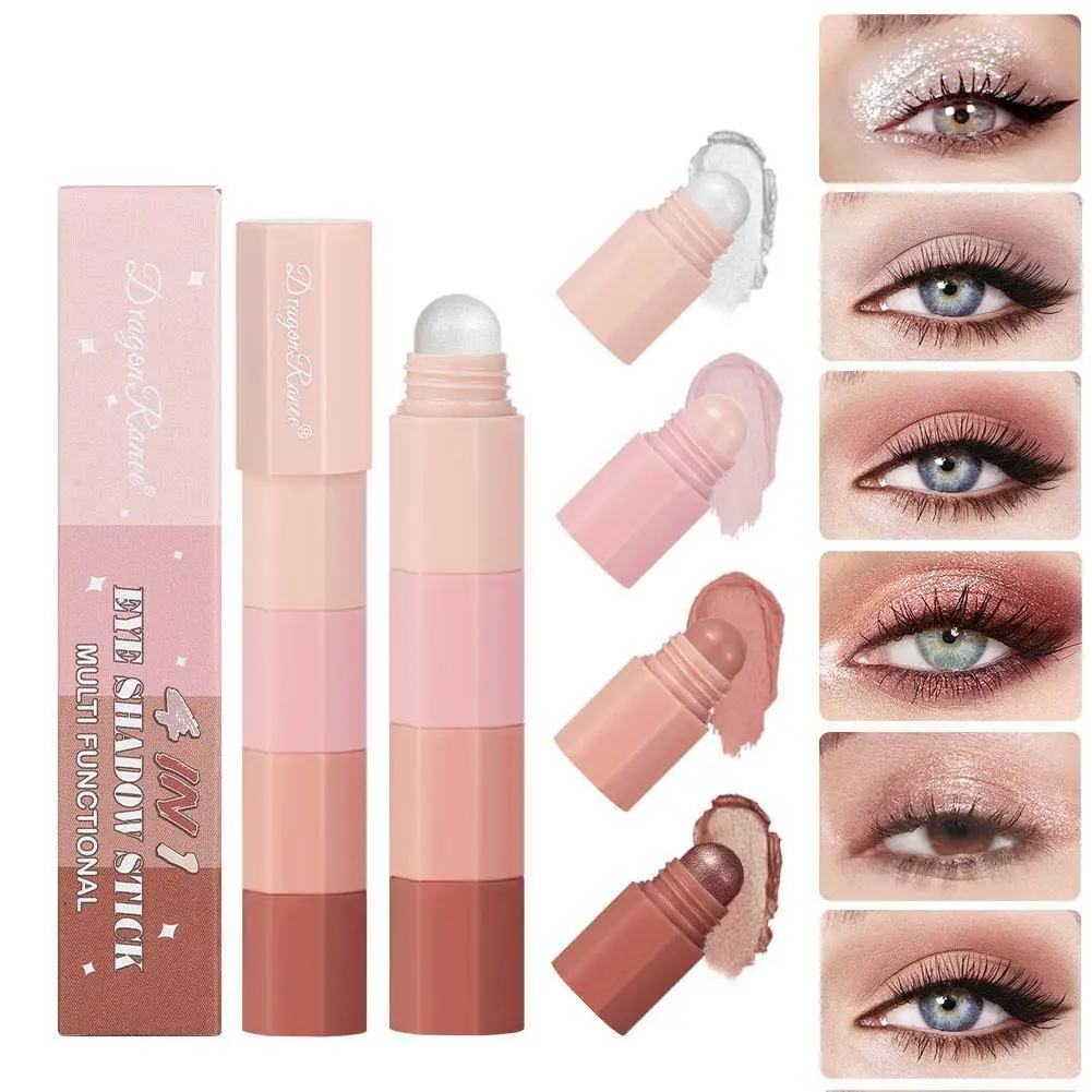 4 In1 Pearlescent Eyeshadow Pencil Stick Glitter Shimmer Eyeshadow Highlighter Eye Shadow Stick Muslimah Makeup