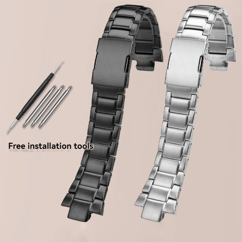 13 Catena Per Orologio In Acciaio Inossidabile Solido Cinturino Per Orologio Nero Argento Cinturino Opaco Per Casio Edistre Series Eqw-M1100 Eqw-A1000