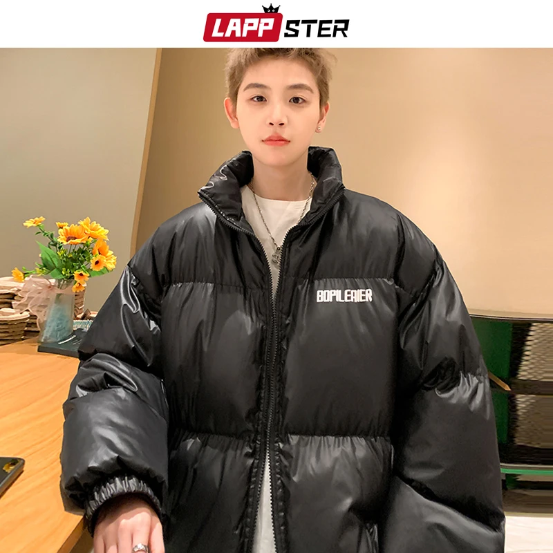 Lappster Winter Harajuku Parka Puffer Coat Mens Oversize Black Bubble Coat Giacca A Vento Moda Coreana Casual Short Parka