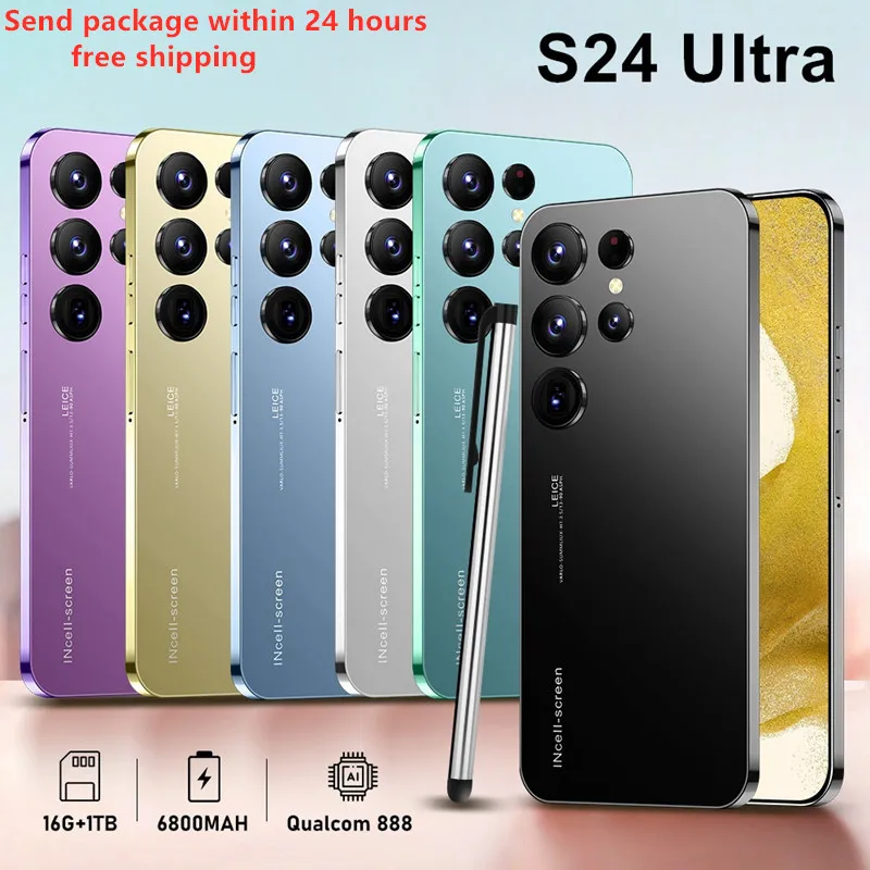 S24 Ultra Cellulari 6.8 Smartphone Con Schermo Hd Originale 16G + 1T 5G Dual Sim Celulares Android Sbloccato 72Mp 6800Mah S23 Ultra