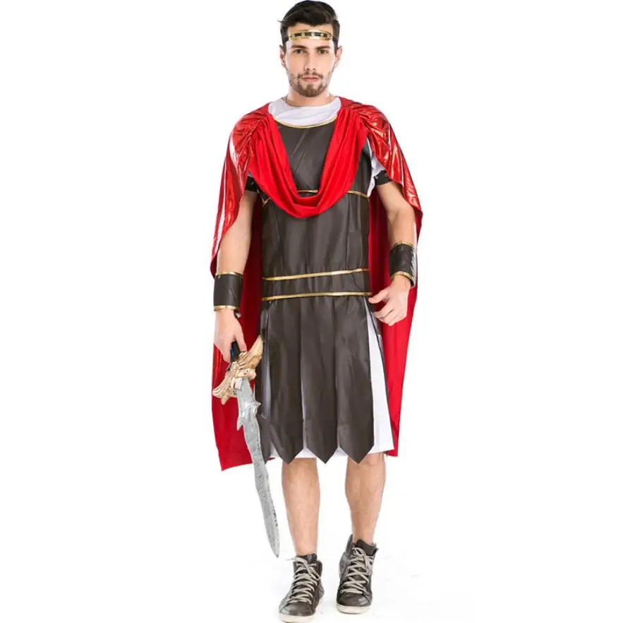 Adulto Uomo Halloween Romano Soldato Greco Costume Cosplay Spartan Warriors Costume Abbigliamento Uomo Set
