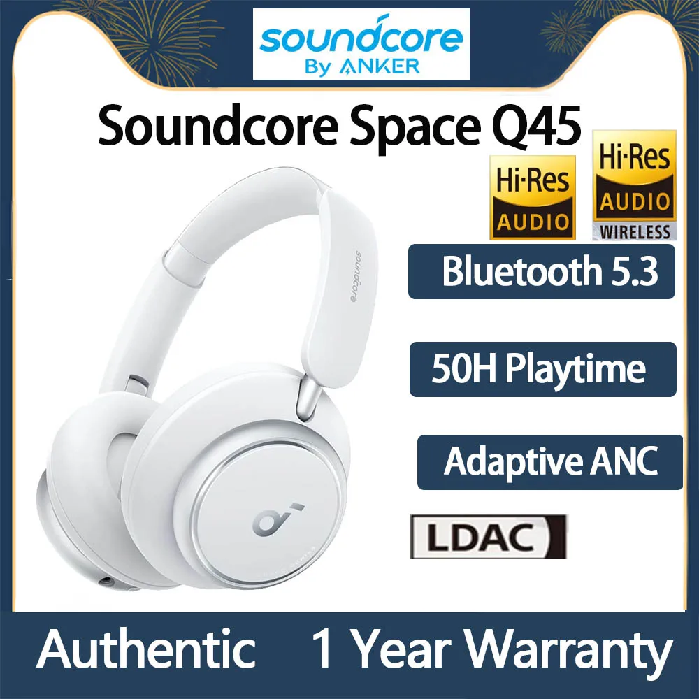 Originale Anker Soundcore Space Q45 Cuffie Bluetooth Wireless Adattive Noise Cancelling 50H Playtime App Control Hi-Res Ldac