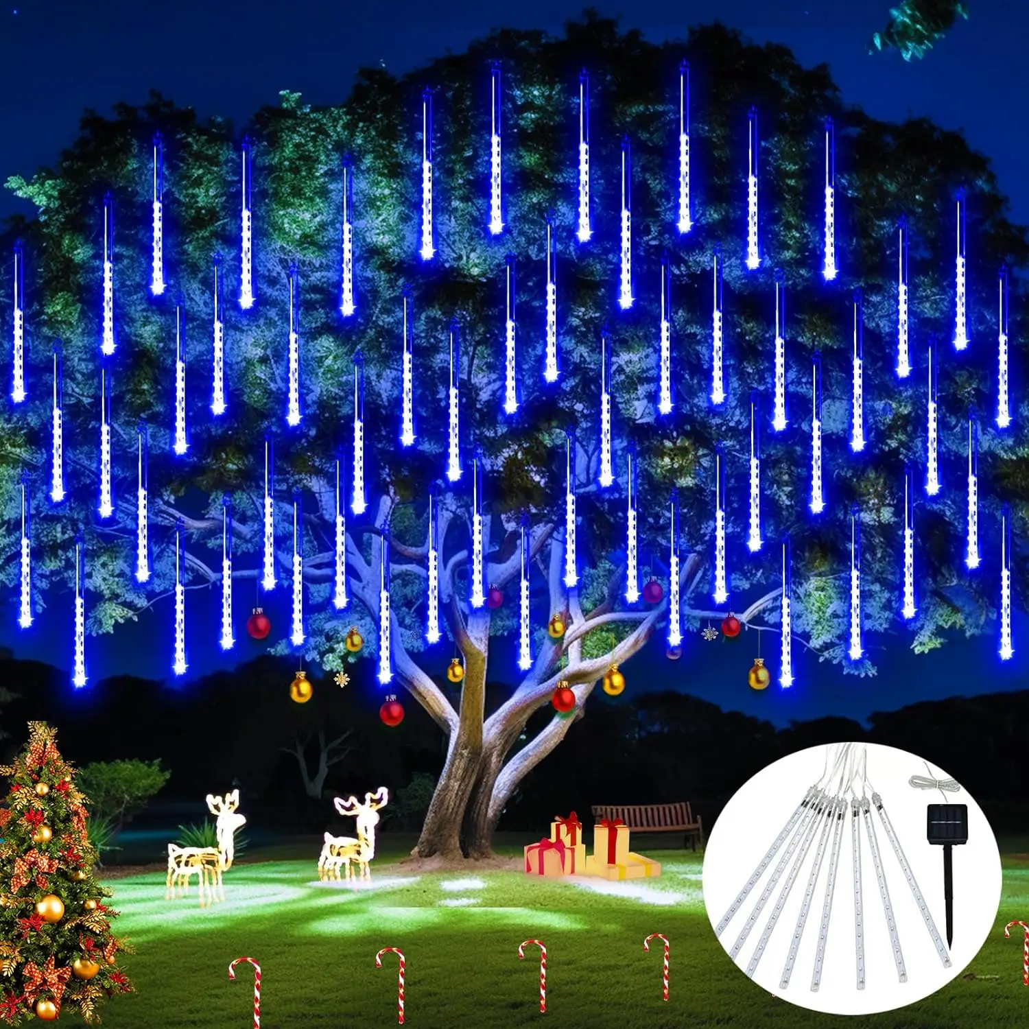 Led Meteor Shower Rain Lights String Decorations Outdoor Tree Garden Party Lights Mood Festone Lighting Christmas Lights Meteor