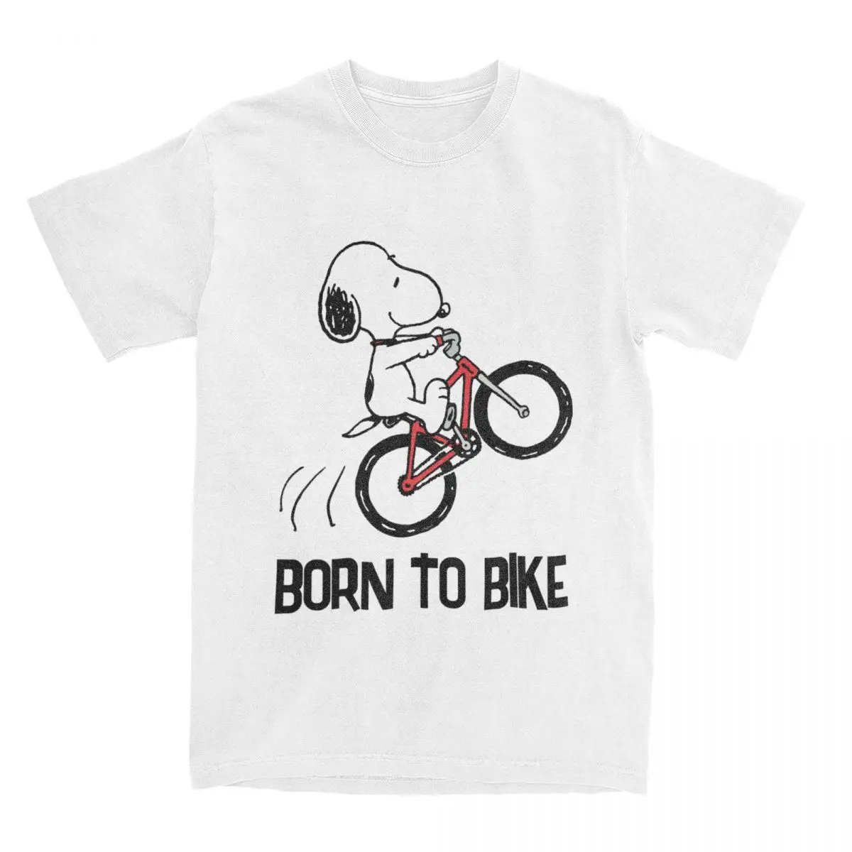 Fashion Peanuts Snoopy Bicycle Born To Bike T Shirt Uomo Donna 100% Cotone Cartoon Tees Shirt Adult Tops