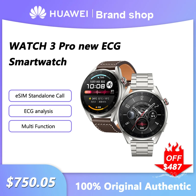 Originale Huawei Watch 3 Pro New Ecg Smartwatch Analysis Esim Standalone Call Multi Function Uomo Donna Bluetooth Smart Bracelet