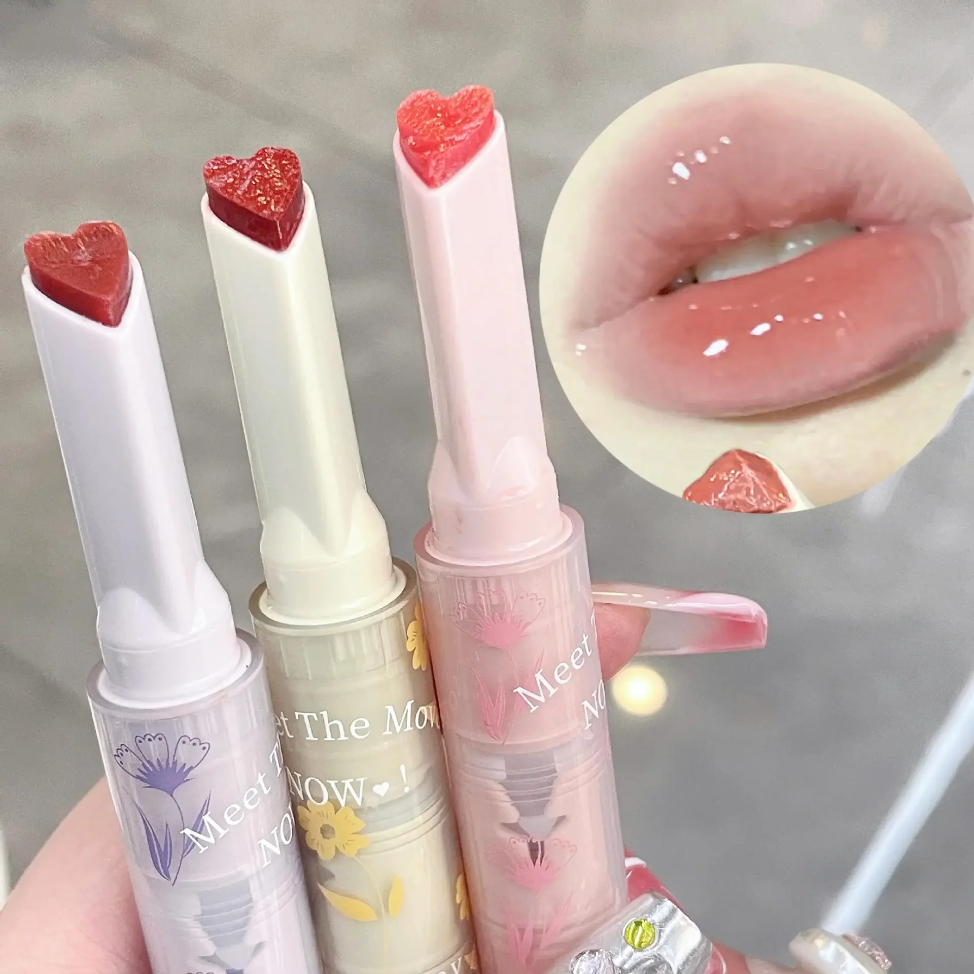 Florette Clear Lip Glaze Flower Love Jelly Mirror Rossetto Waterproof Antiaderente Cup Rossetto Trasparente Korea Makeup Cosmetics