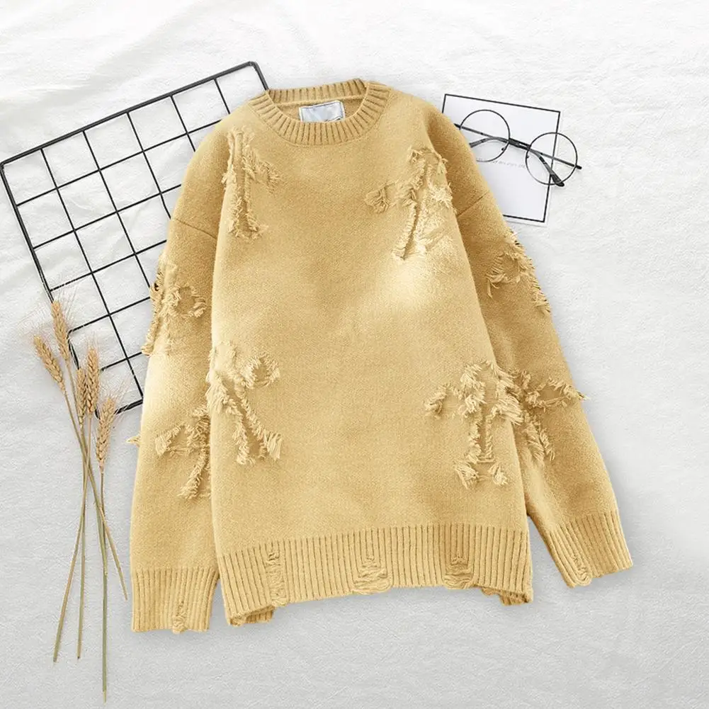 2023 Autumnand Streetwear Uomo Nuovo Maglione Con Frange Con Foro Retrò Maglione Versatile Sciolto Per Uomo E Donna Maglione A Maniche Lunghe