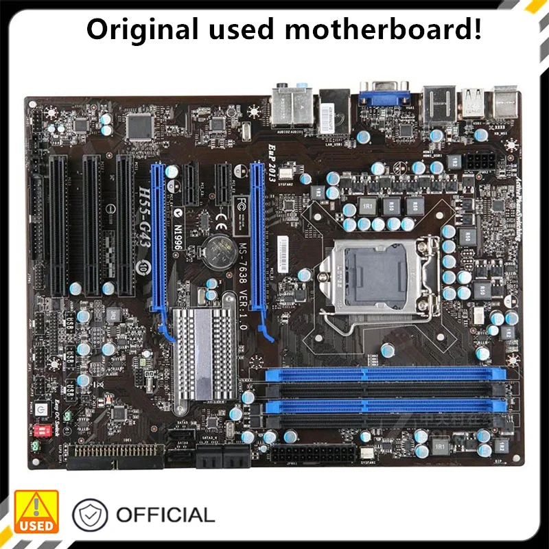 Per Scheda Madre Atx H55-G43 Lga 1156 Ddr3 16Gb Per Scheda Madre Desktop Intel H55 Sata Ii Pci-E X16 Ami Bios Usati