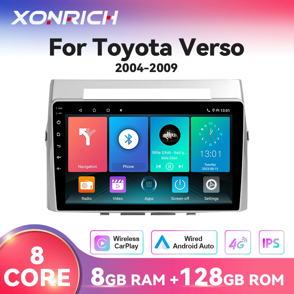 Wireless Carplay Autoradio Per Toyota Verso Corolla 2004-2009 2006 4G 2Din Gps Autoradio Multimediale Android Auto Stereo 128Gb