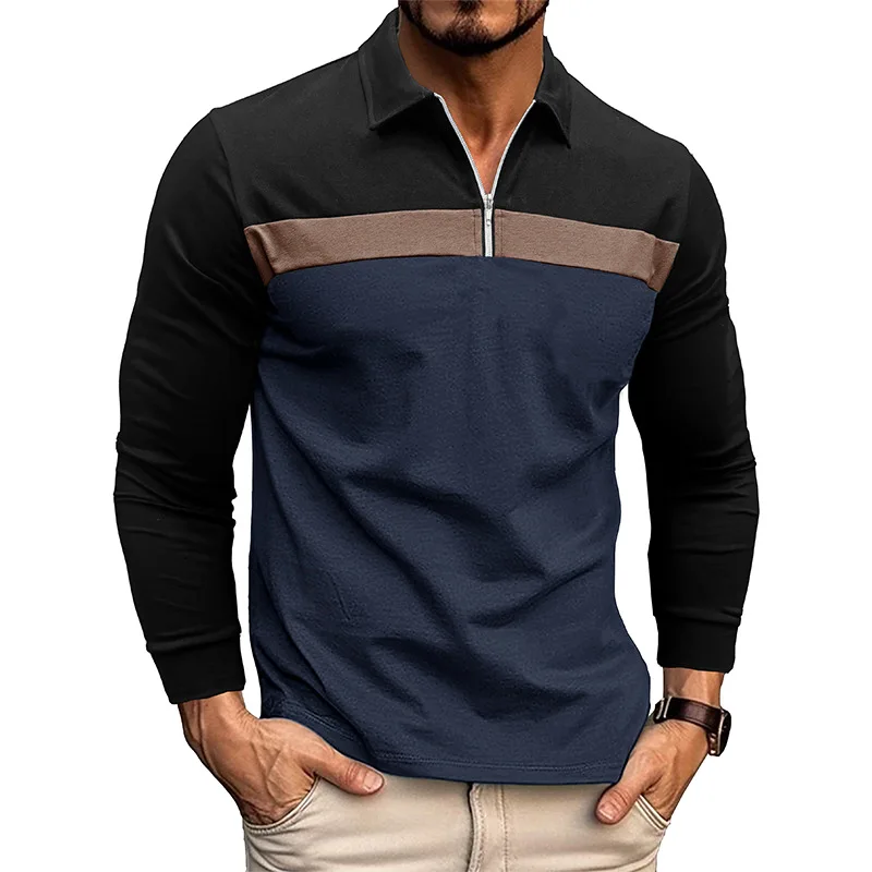 Taglia Polo T-Shirt Da Uomo Autunno E Inverno Nuovo Colletto Polo Abbinato Colore Polo Da Uomo Manica Lunga Top Gd-Wy