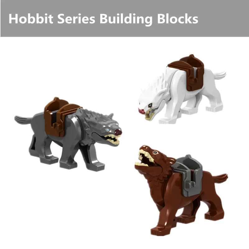 Hobbit Lupo Bianco Lupo Marrone Lupo Grigio Lupo Cavaliere Modello Animale Assemblato Particelle Mattoncini Regalo Giocattolo Educativo Per Bambini