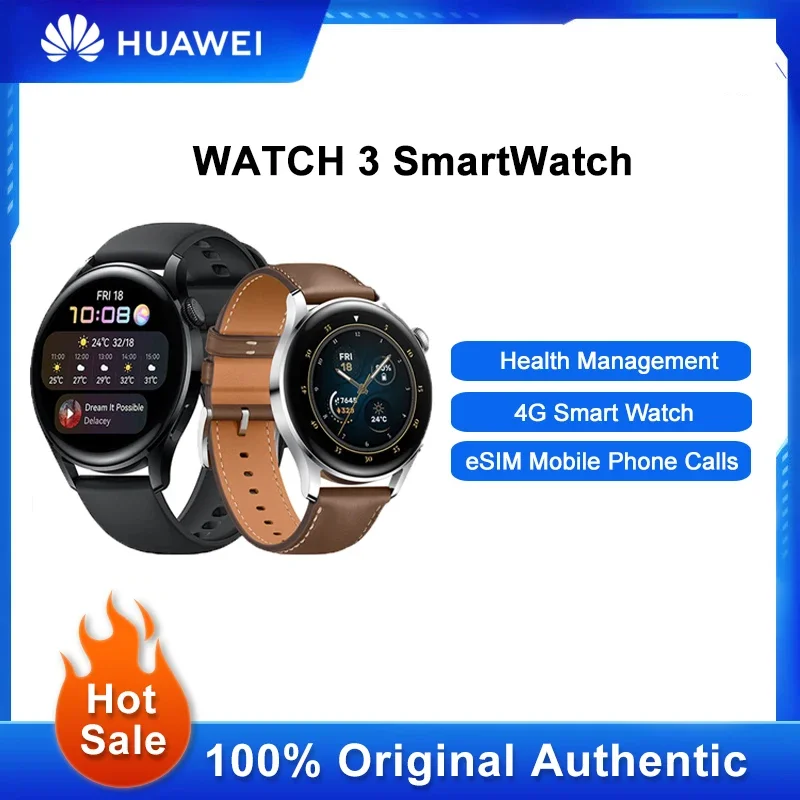 Huawei Watch 3 Smartwatch Esim Chiamata Indipendente Gps Integrato Rilevamento Della Frequenza Cardiaca Dell'Ossigeno Nel Sangue Versione Globale