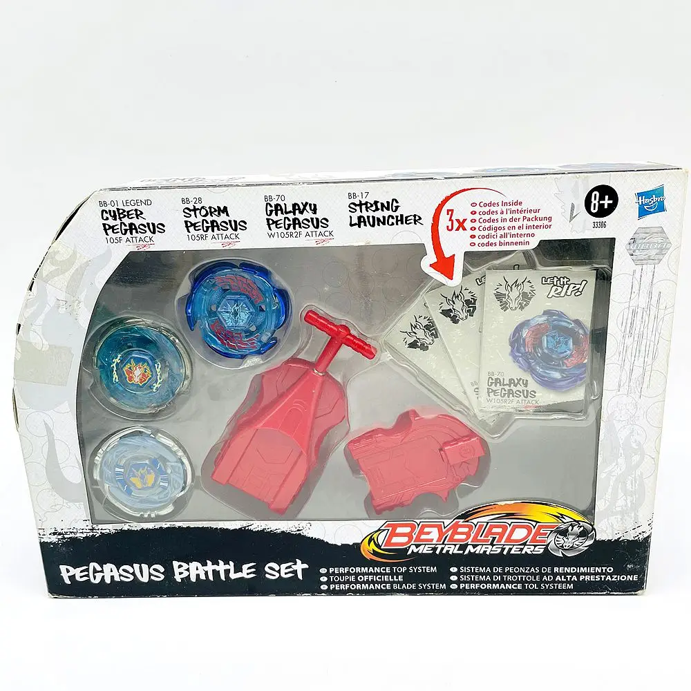 Beyblade Metal Masters Bb-01 Legend Cyber Pegasus & Beys Bb-28 105Rf Attack & Beyblades Bb-70 W105R2F Attack & Bb-17 String Pegasus