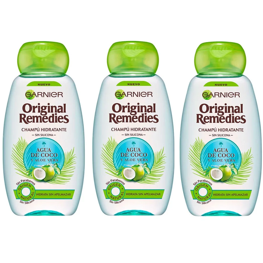 Garnier Original Remedies Champu Acqua Di Cocco E Aloe Vera Confezione Da 300Ml 3X300Ml