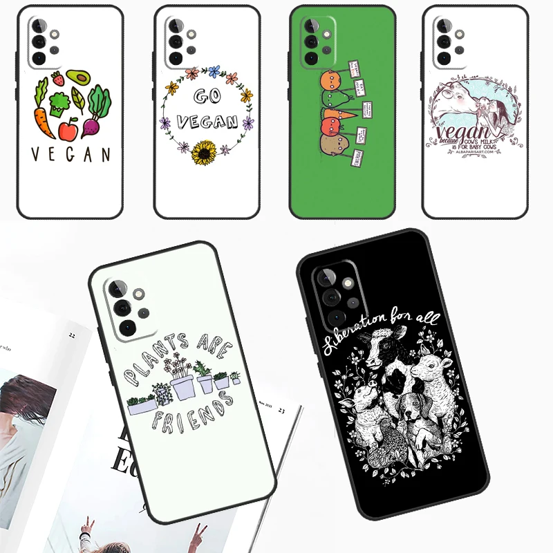 Go Vegan Vegetariano Cover Per Samsung Galaxy A15 A25 A35 A55 A53 A33 A13 A52 A32 A12 A51 A71 A14 A34 A54 Case