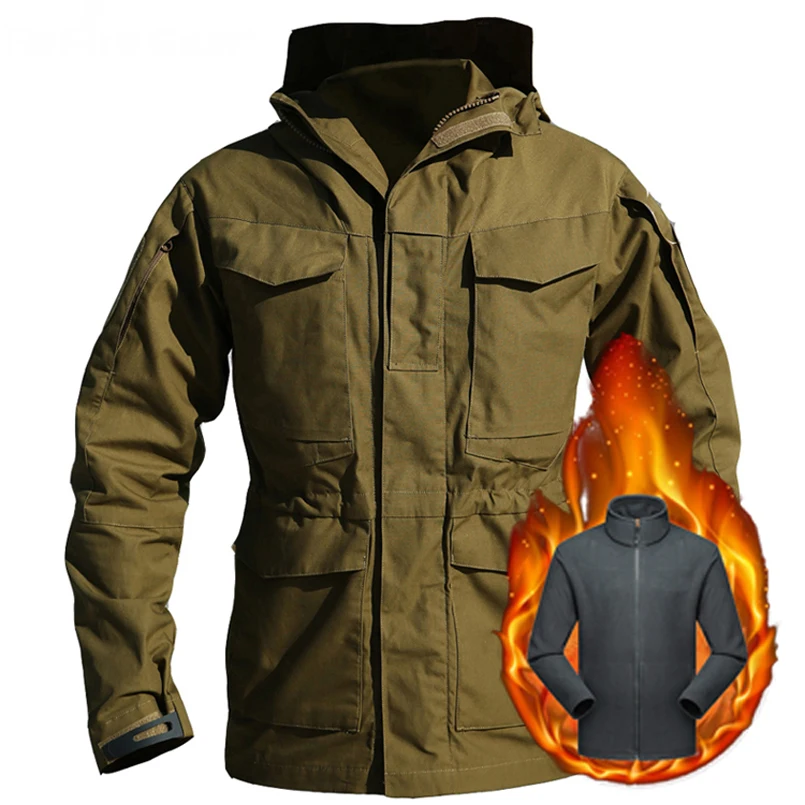 M65 Uk Giacche Inverno Fleece Addensare Giacca Impermeabile Calda Mens Caccia Giacca A Vento Cappotto Volo Pilota Felpa Con Cappuccio Vestiti