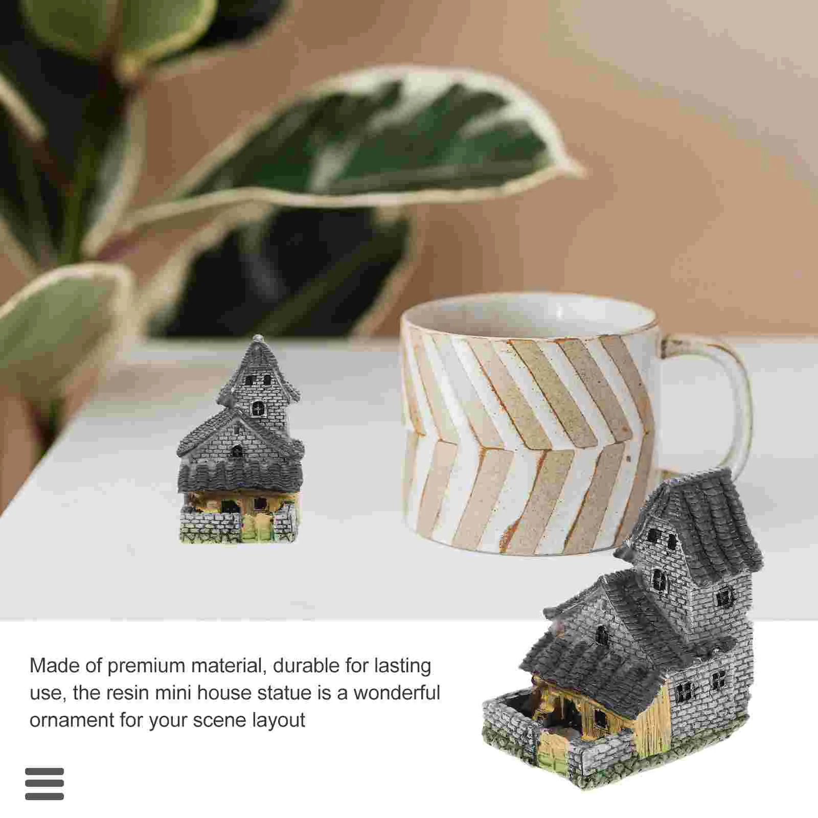 Tiny House Mini Stone Home Crafts Mini-Landscape Portable Miniature Resin Ornament