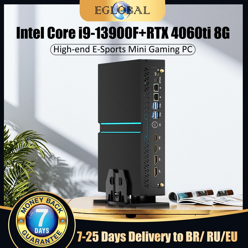 Eglobal Gaming Mini Pc Nvidia Rtx4060Ti 8G Intel Core I9 13Th Gen Max 64G Ddr5 Max 4Tb Nvme Windows 11Pro Wifi6 Computer Da Gioco