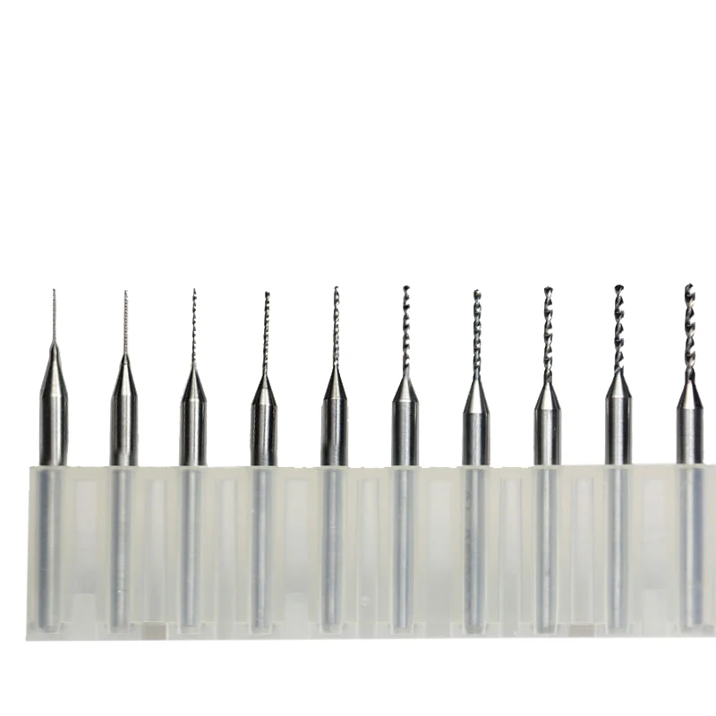 Huhao 10Pcs 0.3Mm A 1.2Mm Pcb Print Circuit Board Punte Da Trapano Carburo Micro Cnc Pcb Dremel End Mill Foro Di Fresatura