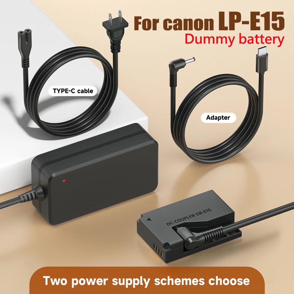 Lp-E15 Lp E15 Batteria Fittizia Dr-E15 Dc Accoppiatore Usb Type-C/Ac Kit Adattatore Di Alimentazione Per Canon Rebel T7 T5 Kiss X50 X80 X90 Eos 1100D