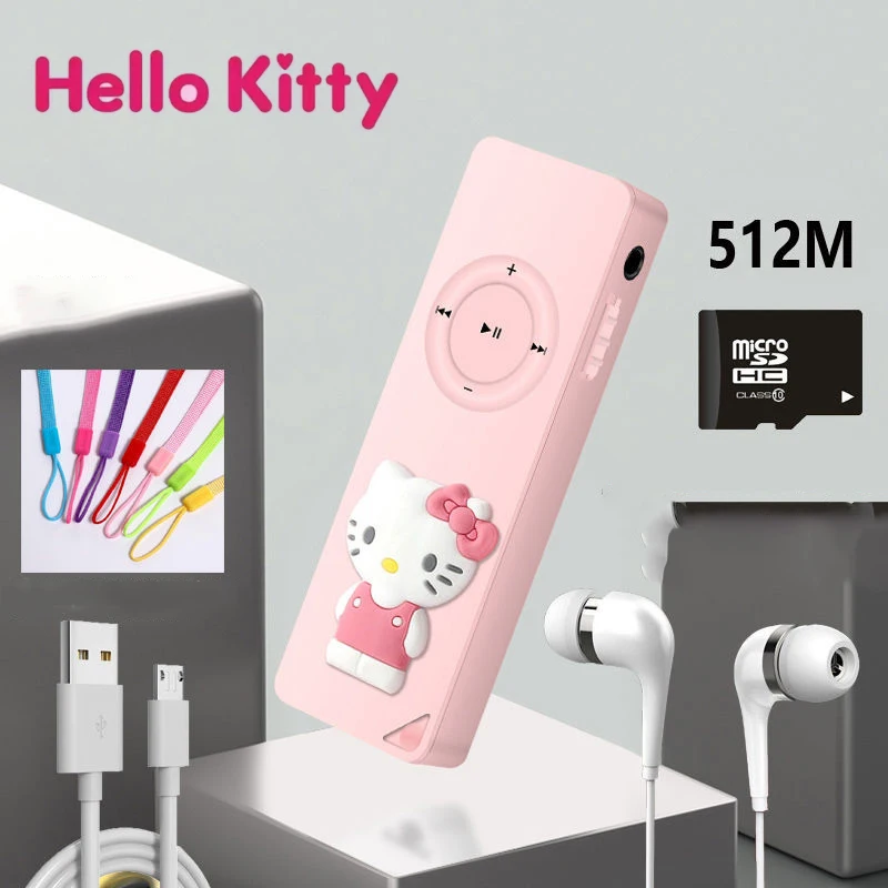 Kawaii Sanrio Hello Kitty Lettore Mp3 Portatile Mini Mp3 Simpatici Lettori Musicali Sport Walkman E-Book Player Udito Esercizio Di Corsa